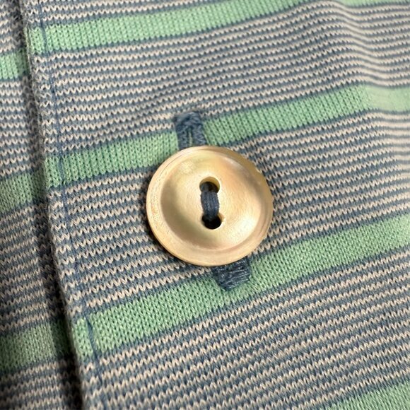 Peter Millar Polo Shirt Short Sleeve Blue/Green Striped 100% Cotton Large - Picture 4 of 6